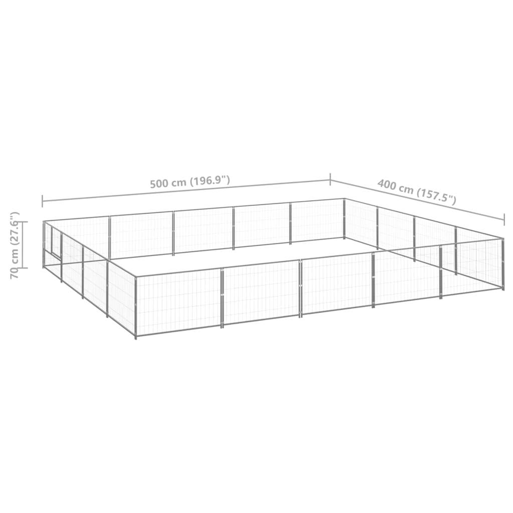Dog Kennel Silver 215.3 ft² Steel