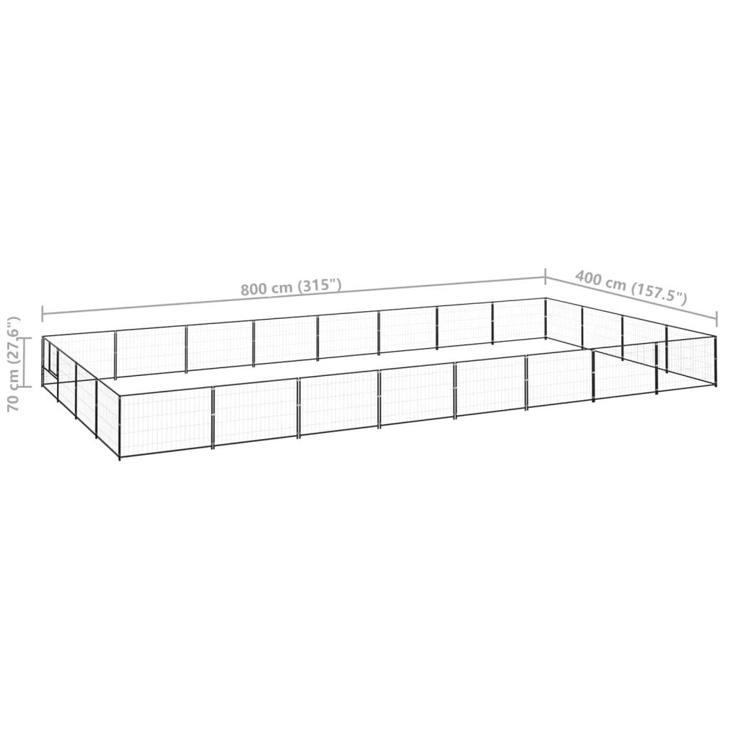 Dog Kennel Black 344.4 ft² Steel
