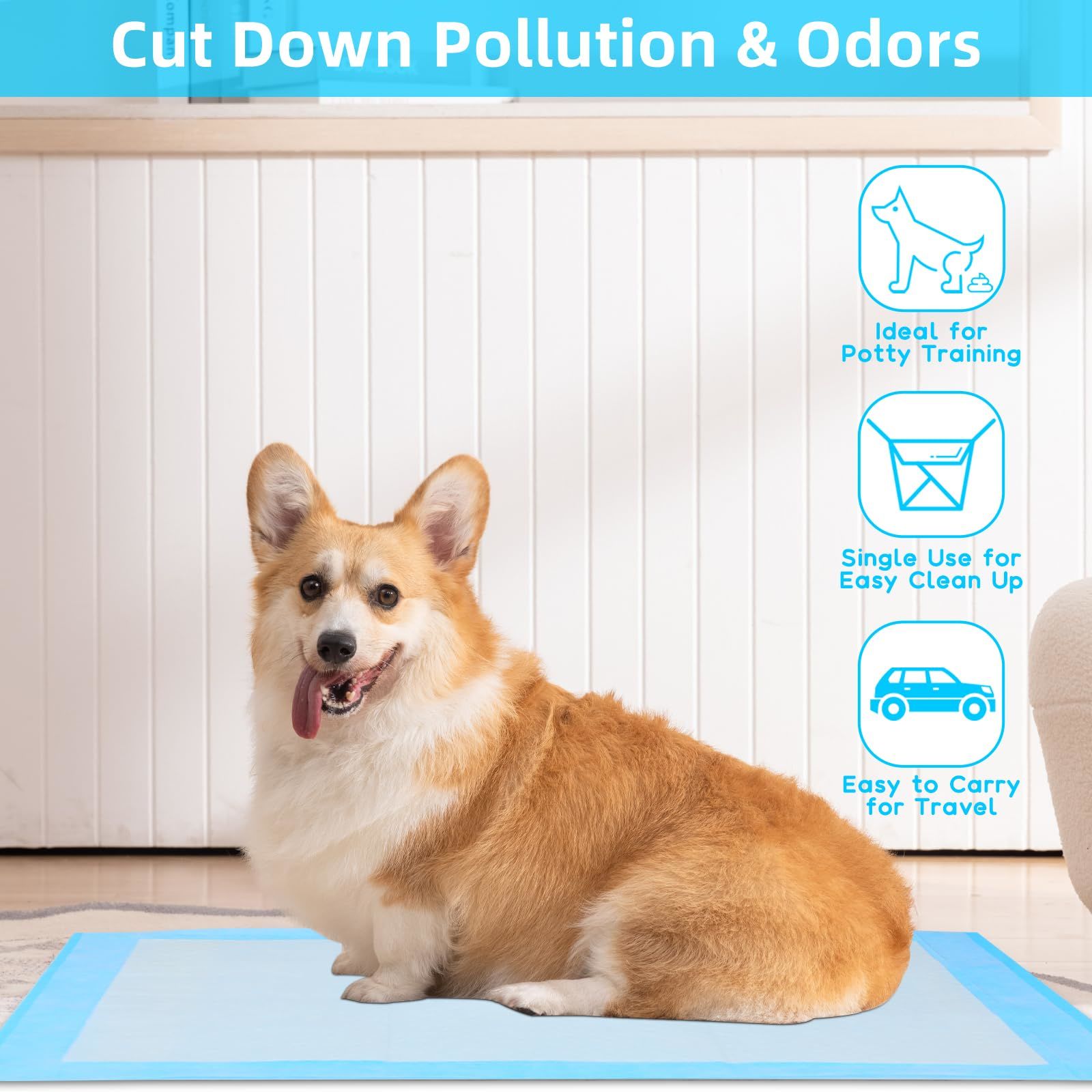 GoofyPet Premium Disposable Training Pads, Pee Pads, 23" x 23" Training Pads, 100 Count Disposable Puppy Pee Pads, Quick Absorb and Odor Control, Manufactured in US
